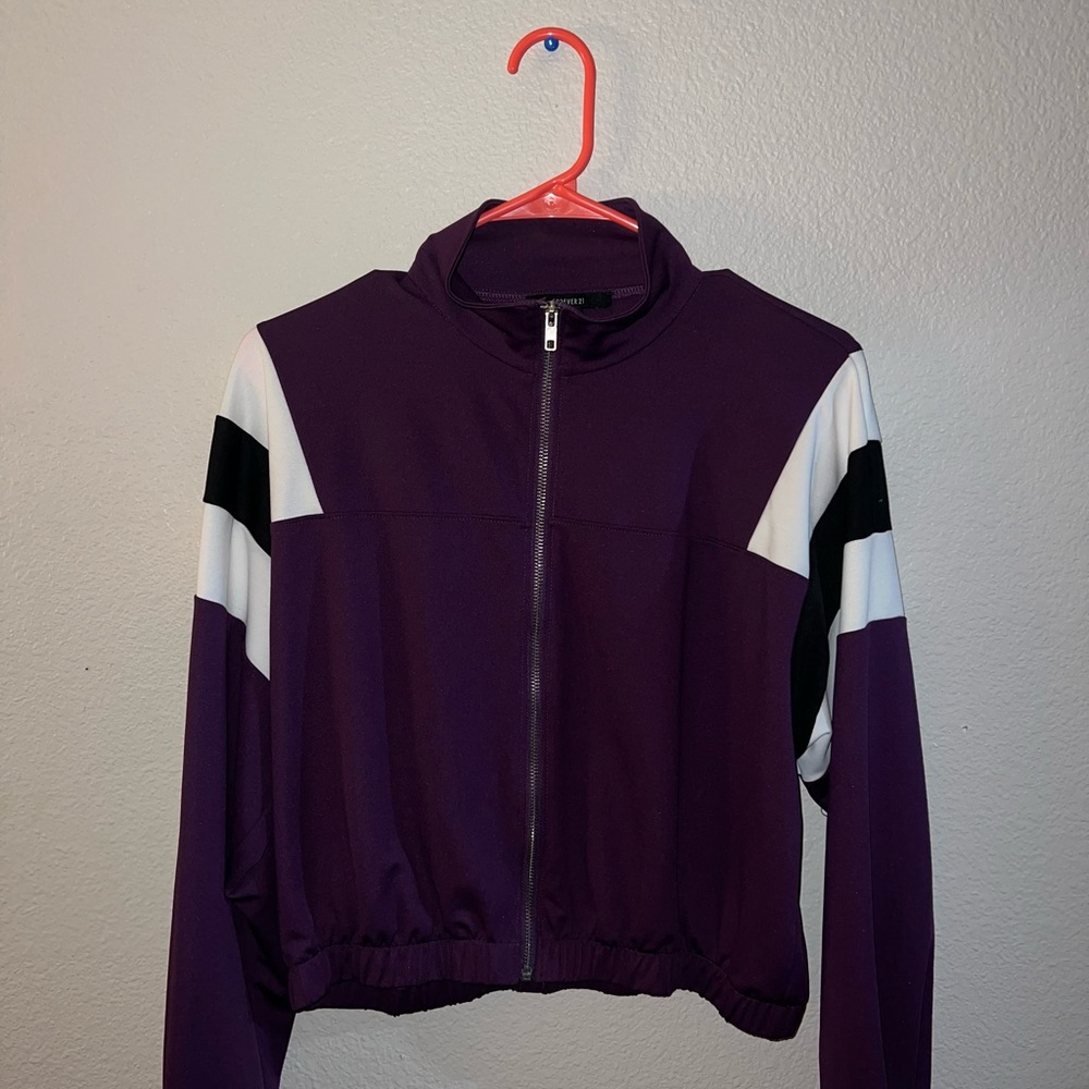 Forever 21 Purple and White Bomber Jacket
